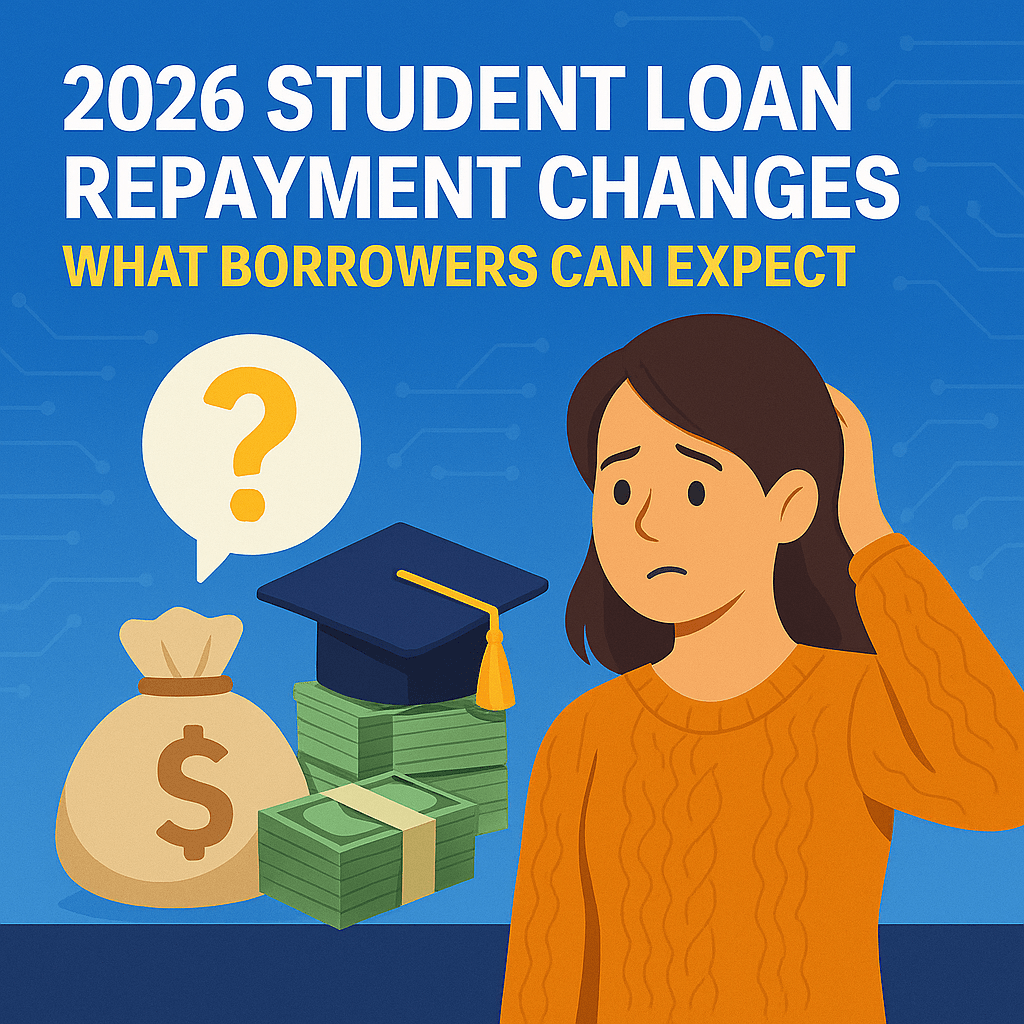 2026 student loan repayment changes illustration with calendar, money, and checklist