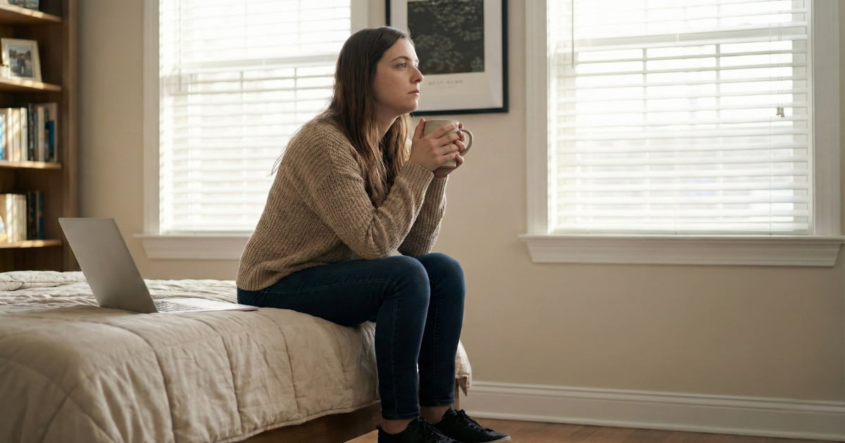 Beginner planning entry-level tech work from home while learning on a laptop
