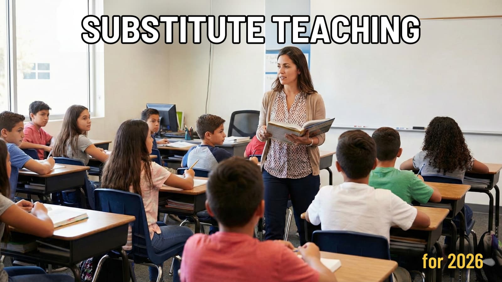 Substitute teacher leading a classroom in California during the 2025–2026 school year