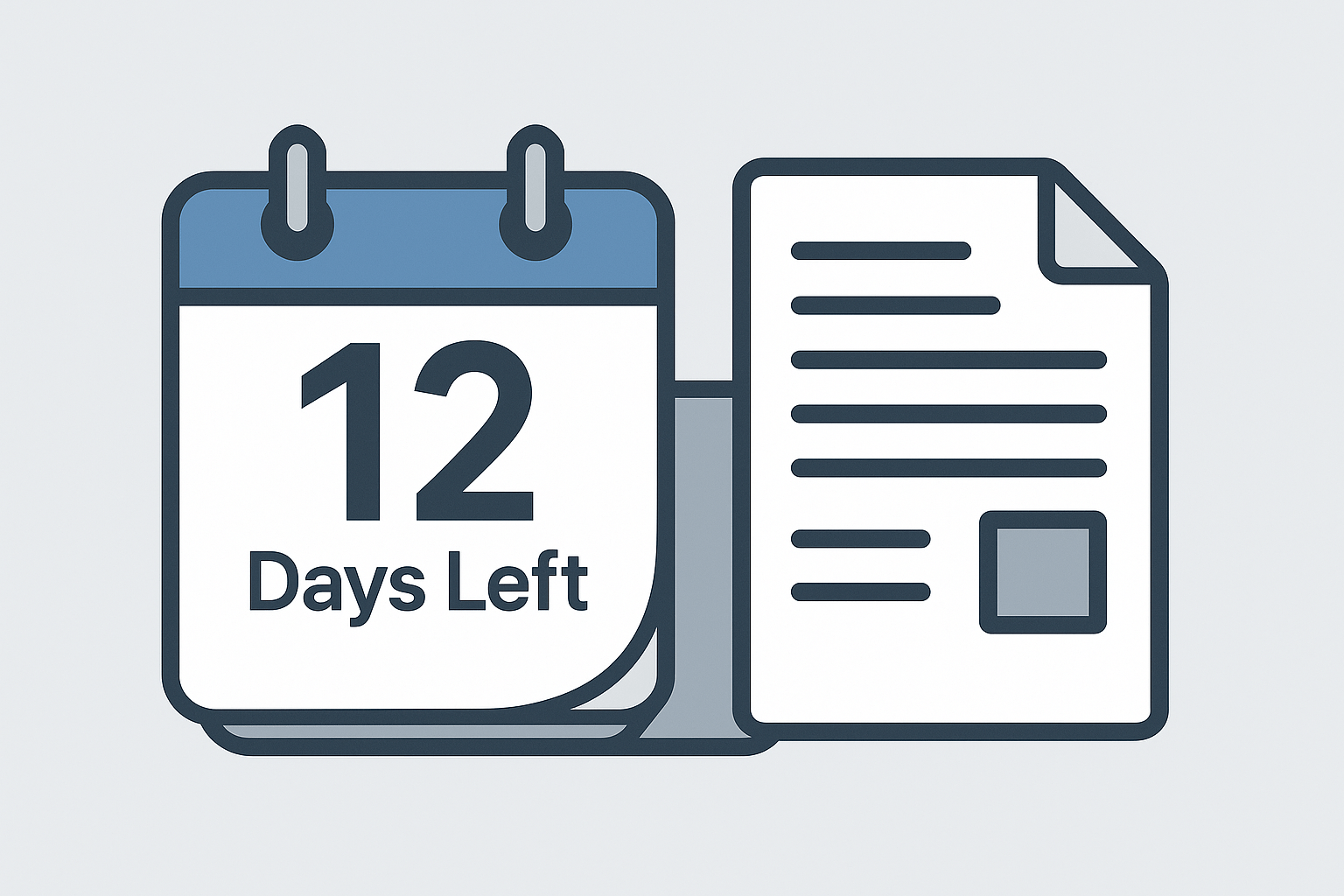 Minimalist vector illustration of a calendar timeline showing a 12-day countdown.