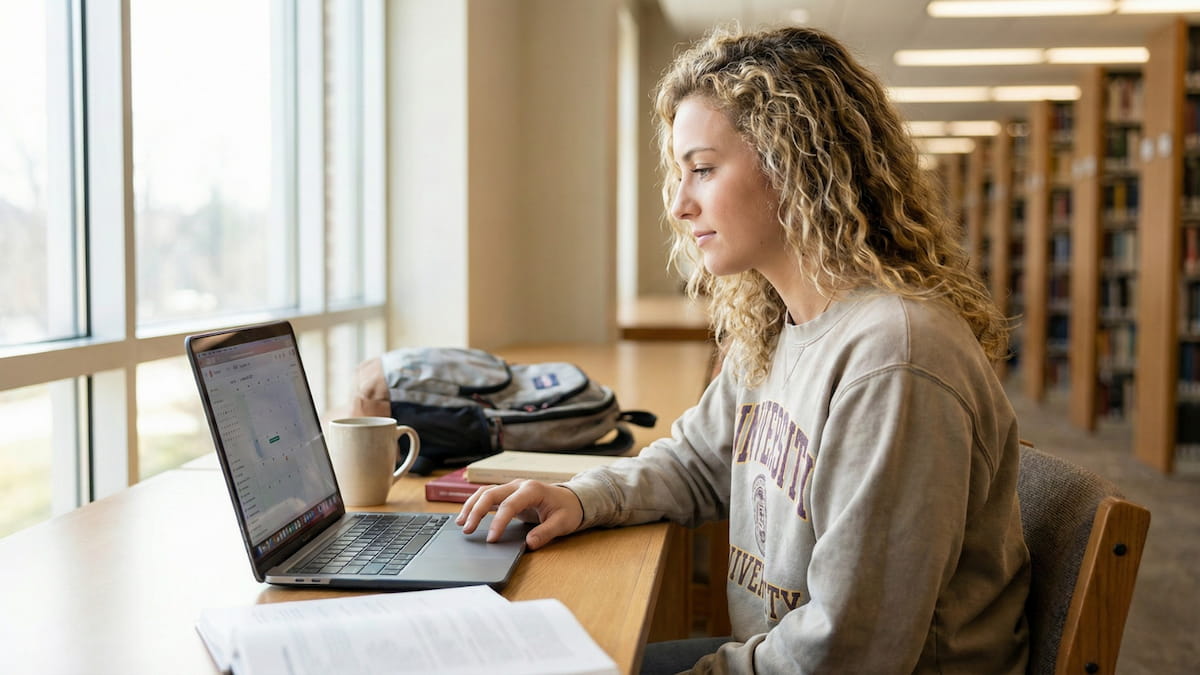 college student checking important college financial aid deadlines on a laptop
