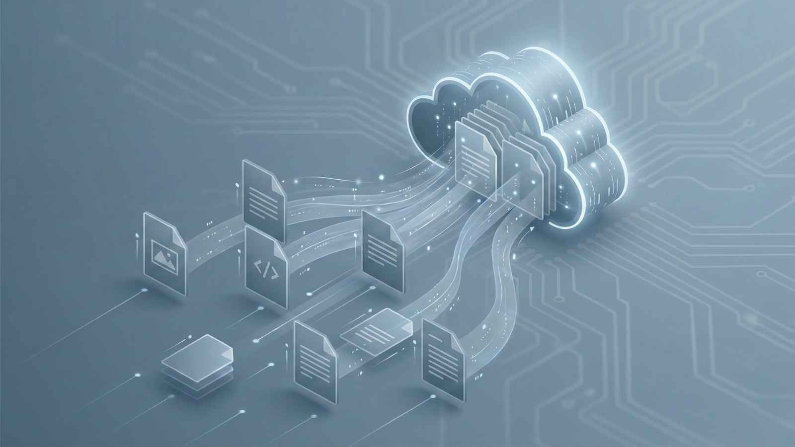 Abstract visualization of digital resume files accumulating in an online database, representing companies collecting applications without active hiring