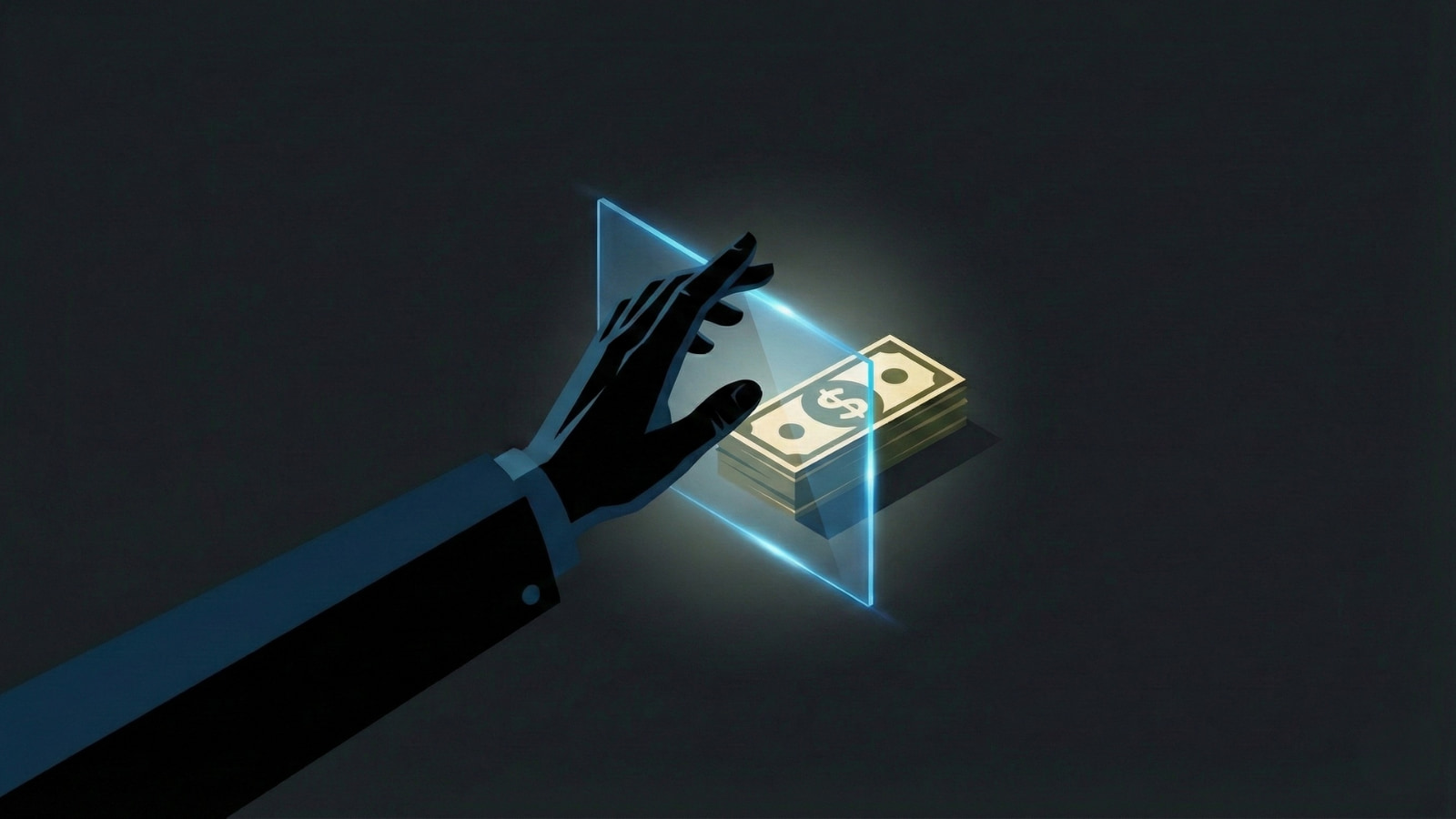 A hand reaching for cash blocked by a transparent shield, symbolizing income protected from student loan collection.