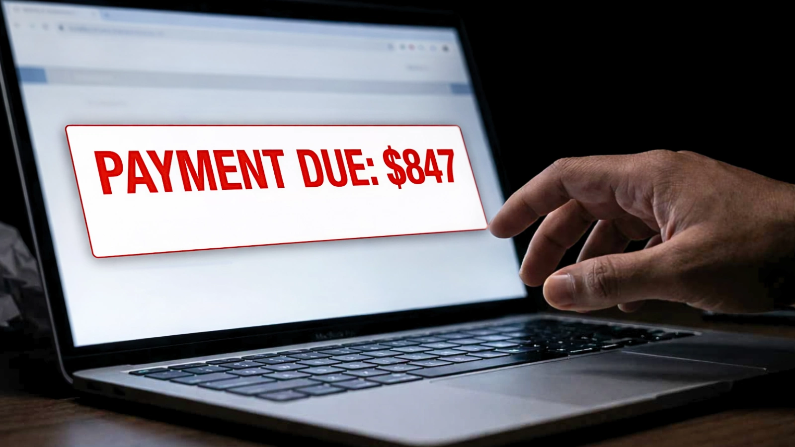 MOHELA IDR pending with payment due amount shown on laptop screen