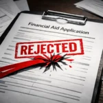 FAFSA financial aid application rejected with red stamp on document