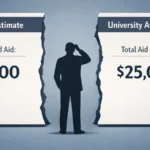 FAFSA estimate vs university award letter showing different financial aid amounts
