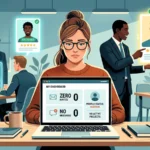 Freelancer looking at laptop showing zero invites and no messages while others get hired in background