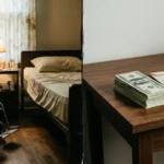 VA caregiver home setting with wheelchair and cash payment on table