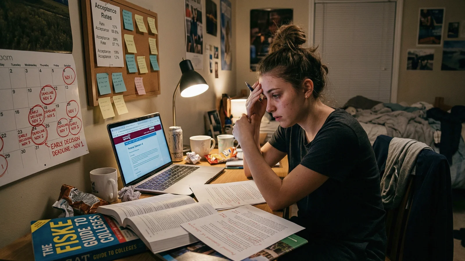 Student struggling with FAFSA application and financial aid paperwork